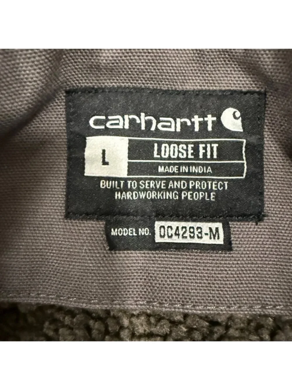 Carhartt Men's Washed Duck Sherpa-Lined Ridge Coat Loose Fit Gray Size L